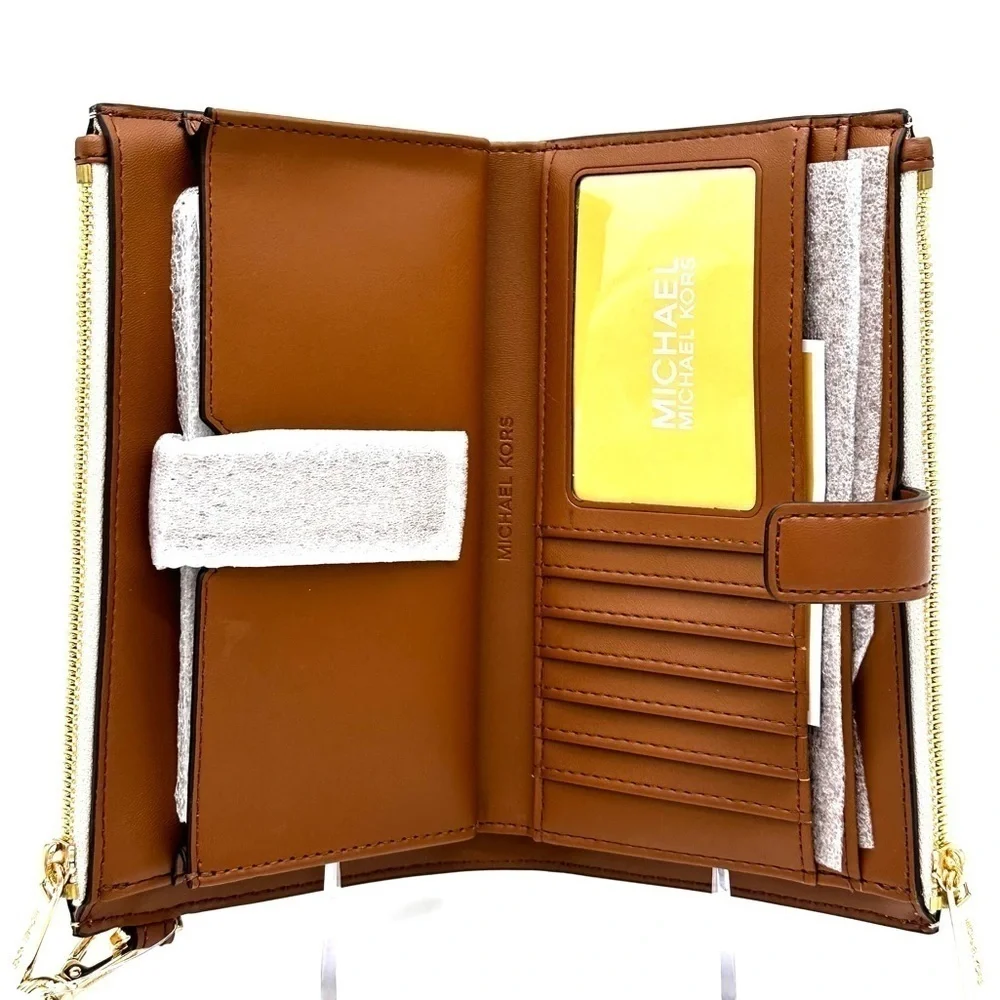 Michael Kors Double Zip Wallet Wristlet Vanilla Leather (NWT)